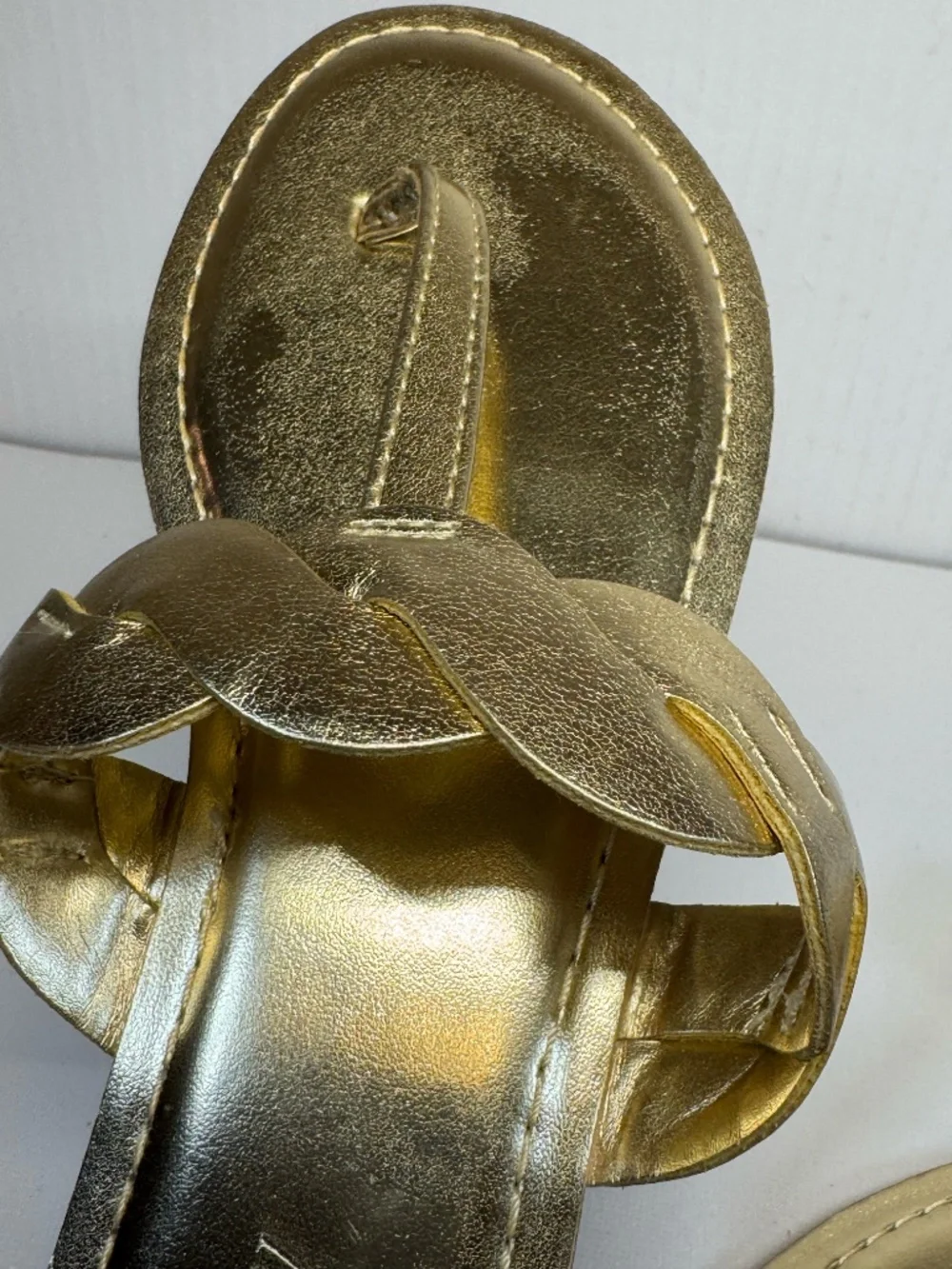 J. Crew Gold Metallic Braided Thong Sandals Flip Flops Size 7